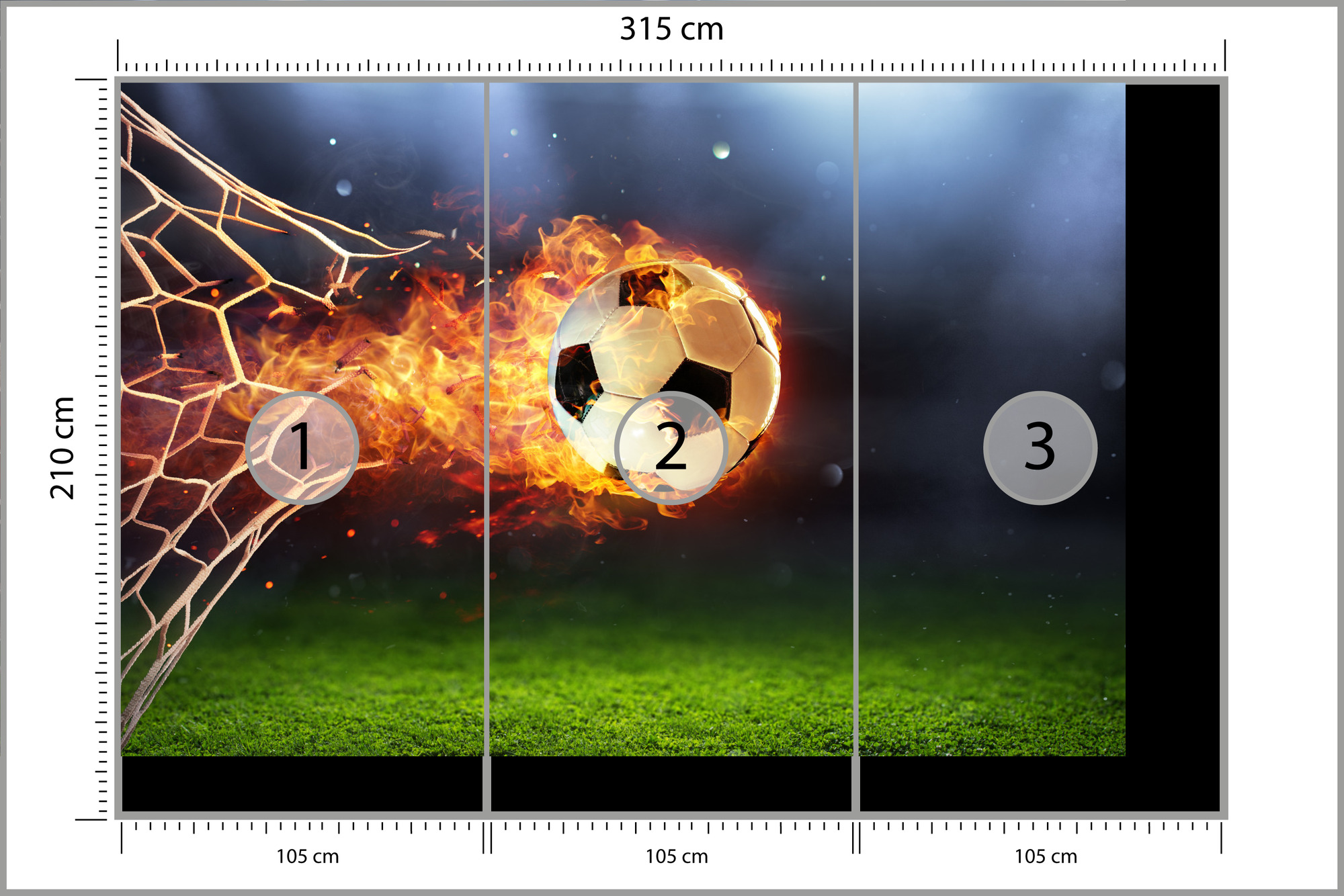 Emaga Fototapeta Piłka Nożna W Płomieniach Flizelina 315x210