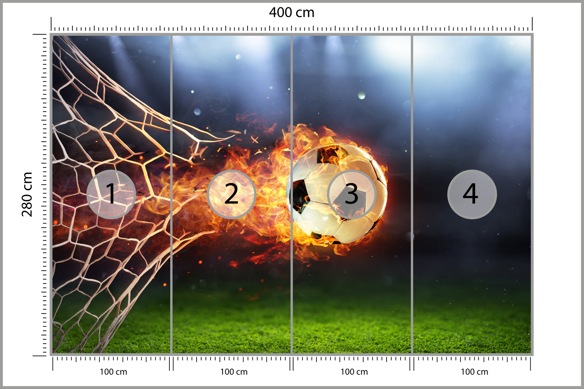 Emaga Fototapeta Piłka Nożna W Płomieniach Flizelina Zmywalna 400x280
