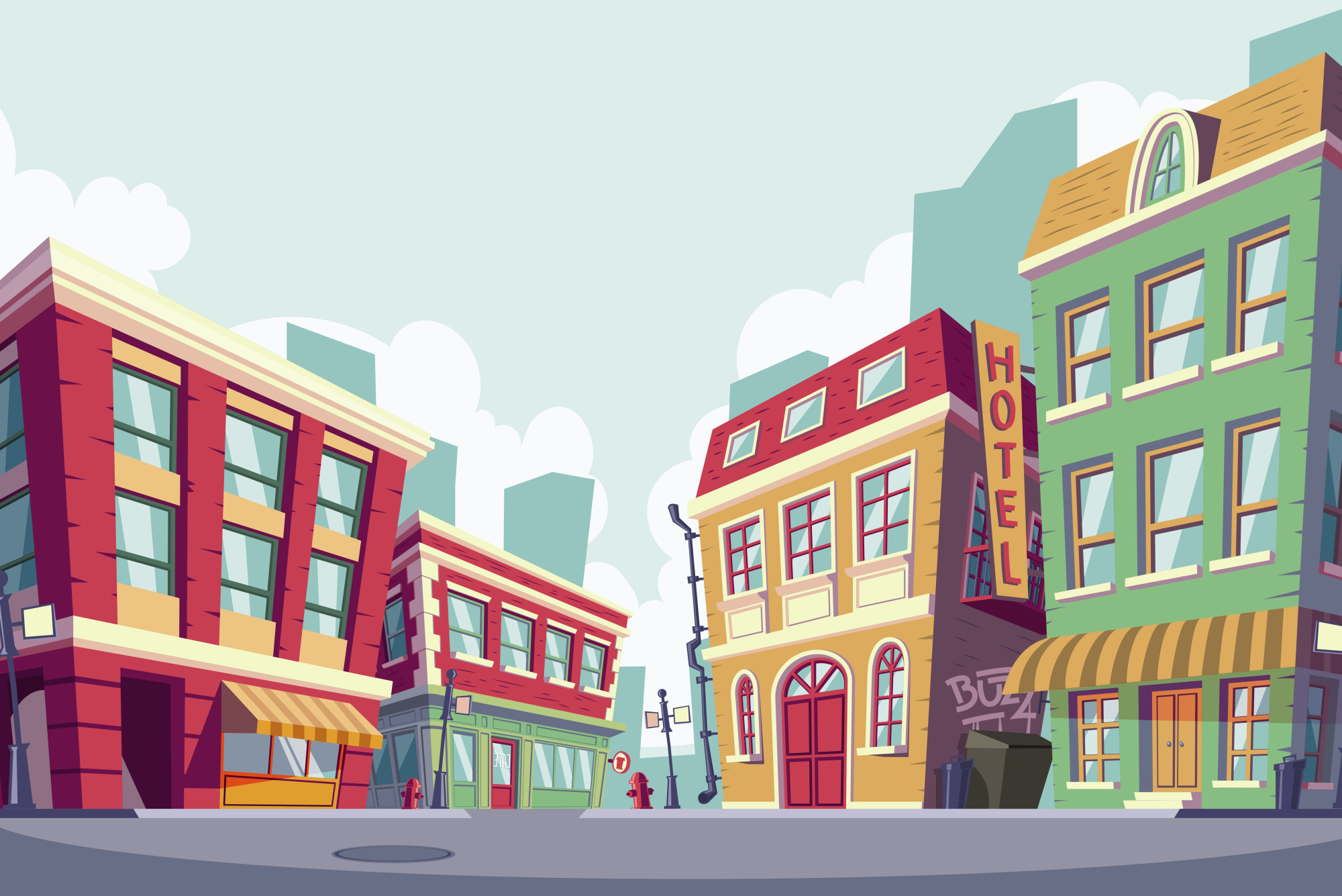 Photomural For Children - City Buildings 60X90
