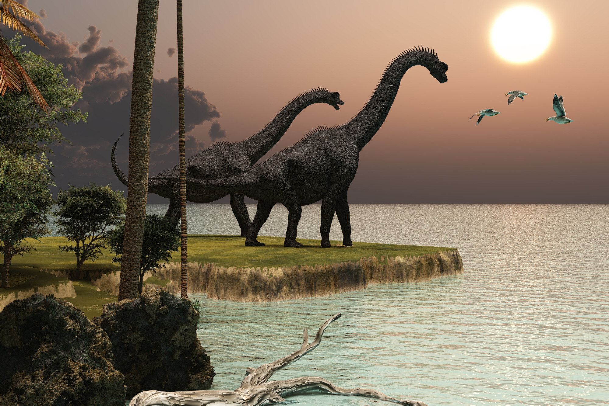 Photomural Dinosaurs By The Water