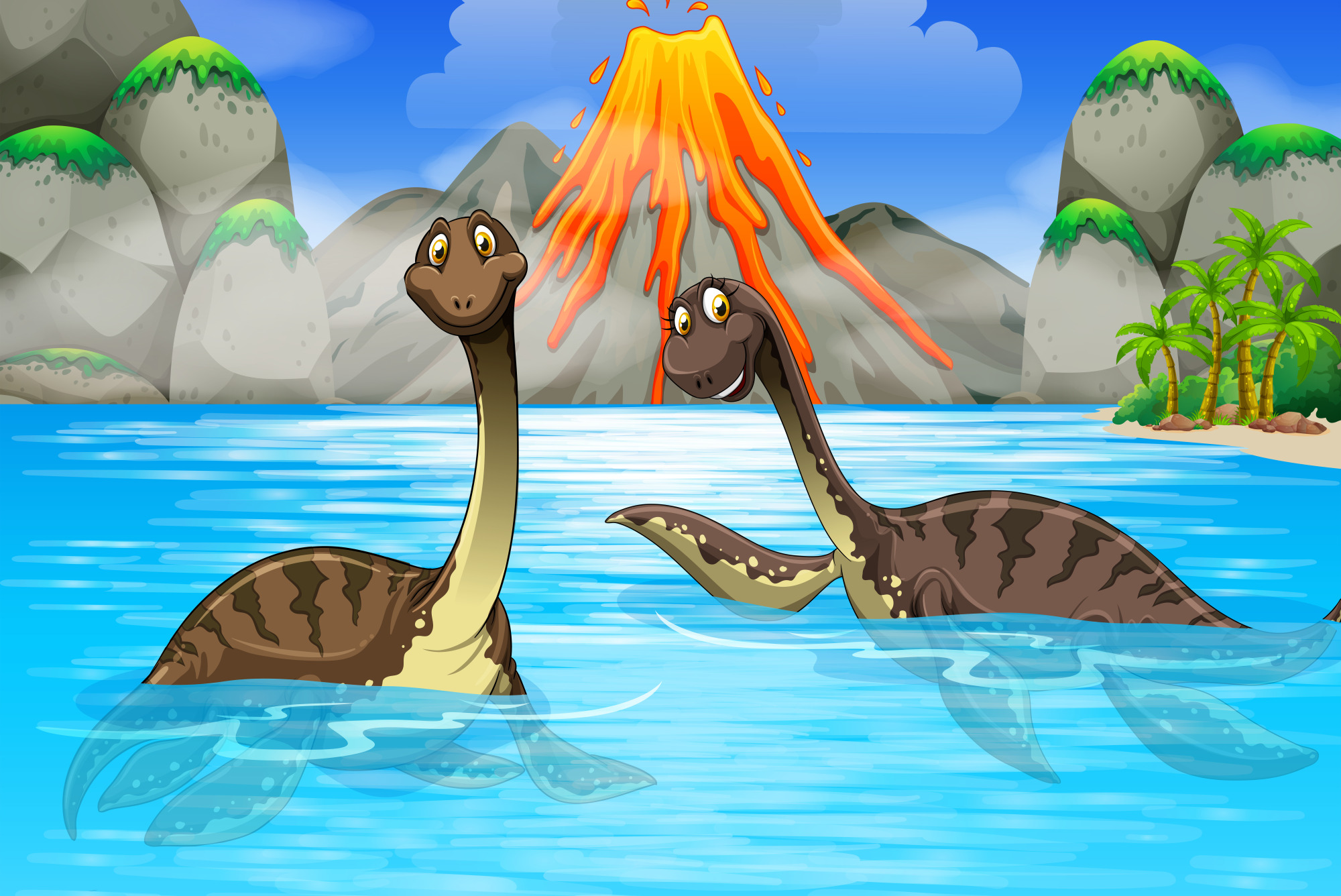 Photomural Dinosaurs In The Water