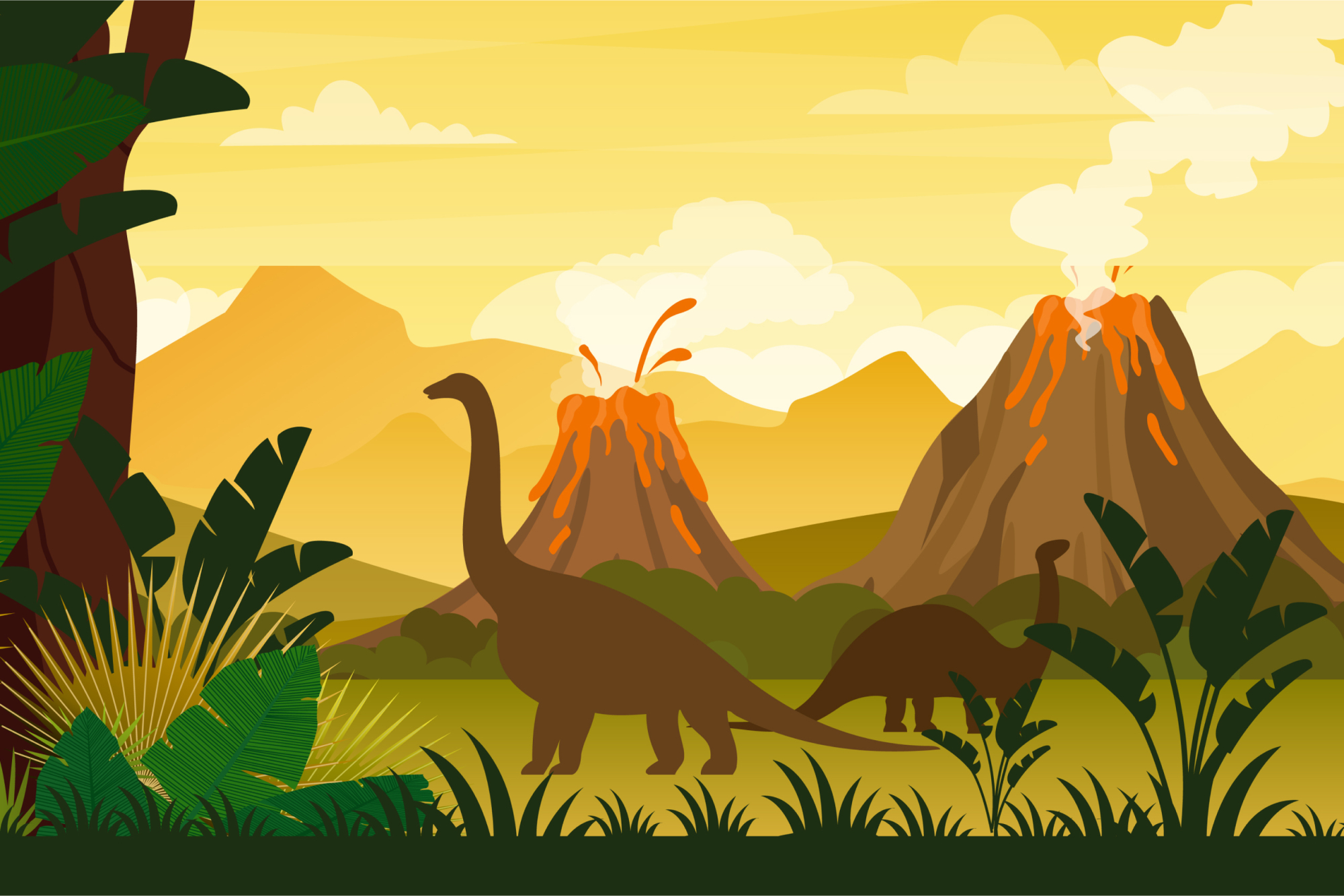 Photomural Dinosaurs And Landscape