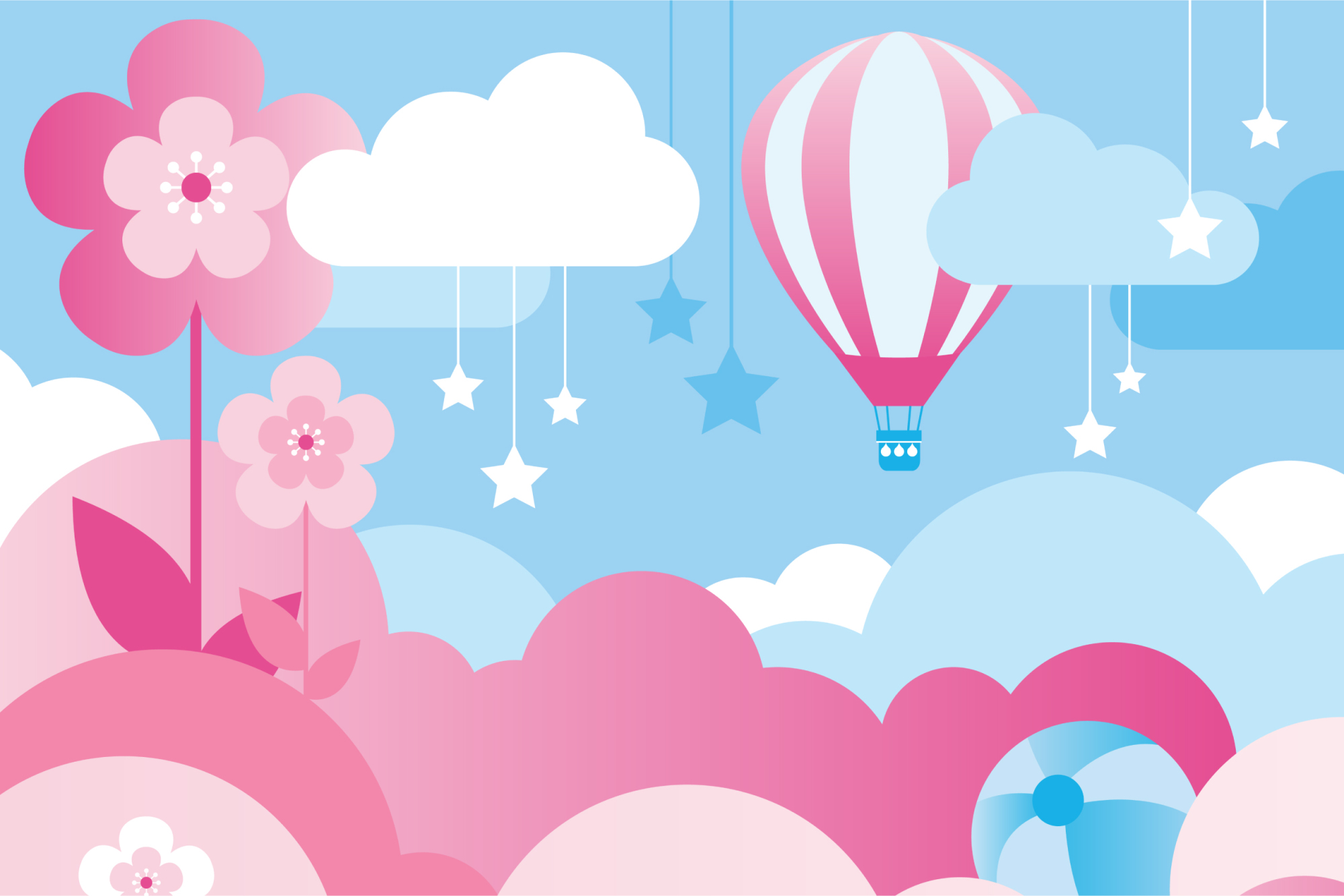 Photomural Balloon In The Clouds