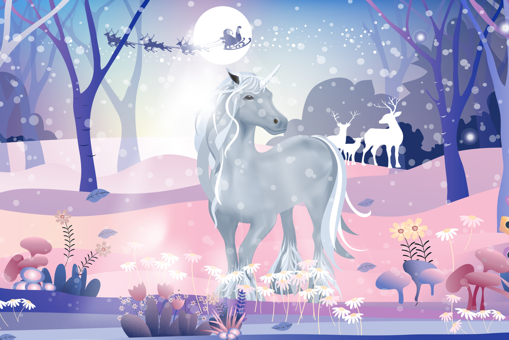 Photomural Unicorns In Snow