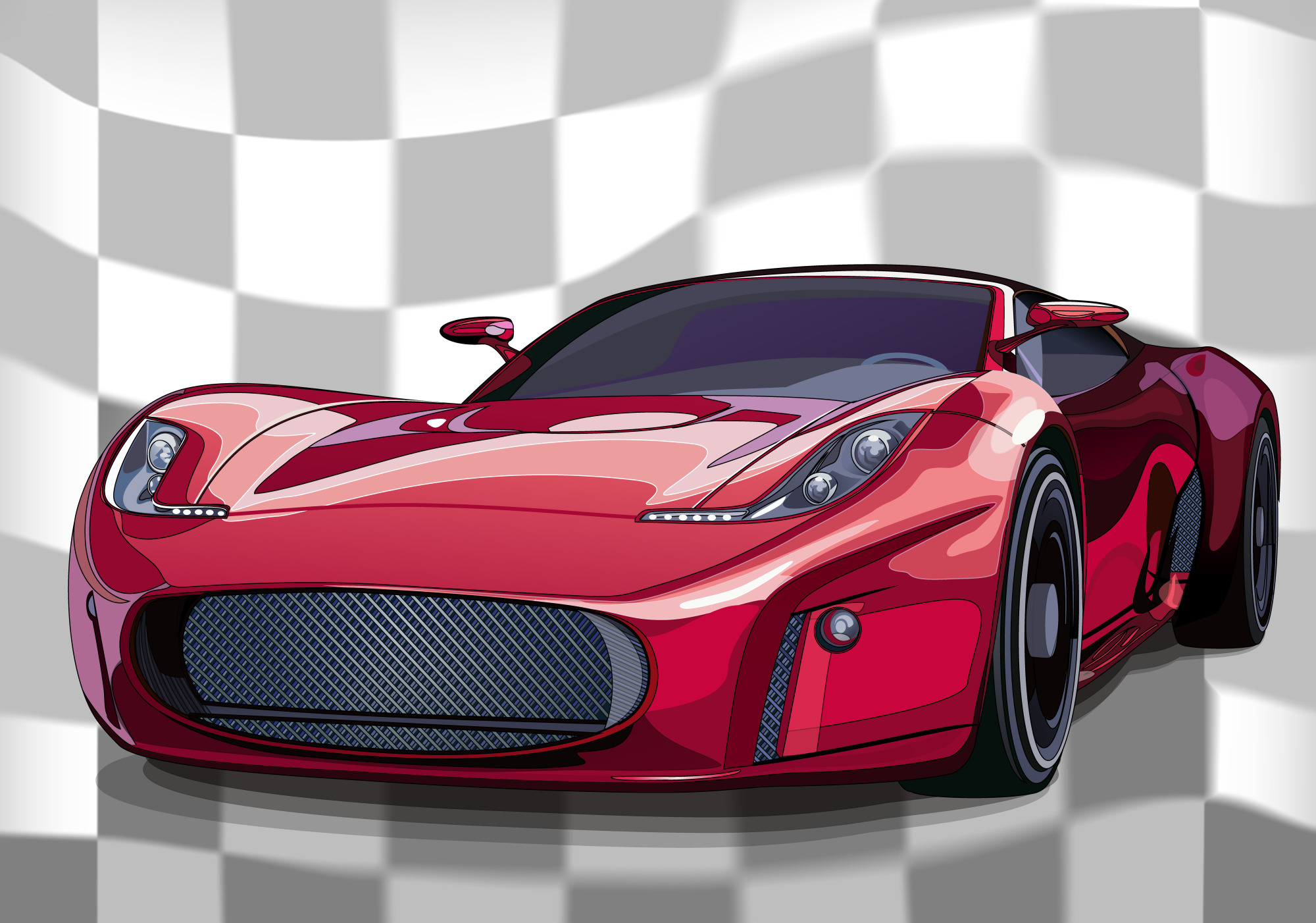 Photomural Sports Red Car