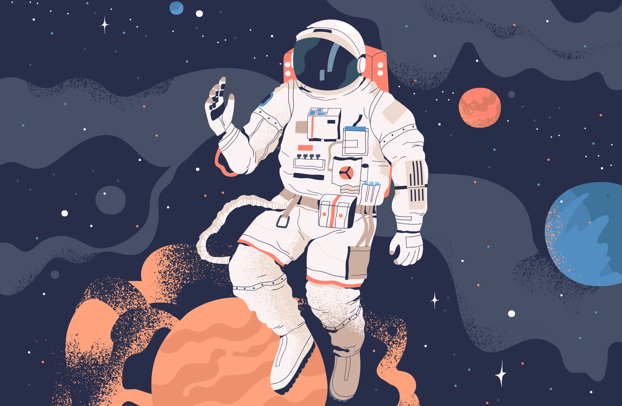 Photomural Astronaut In Space And Planets