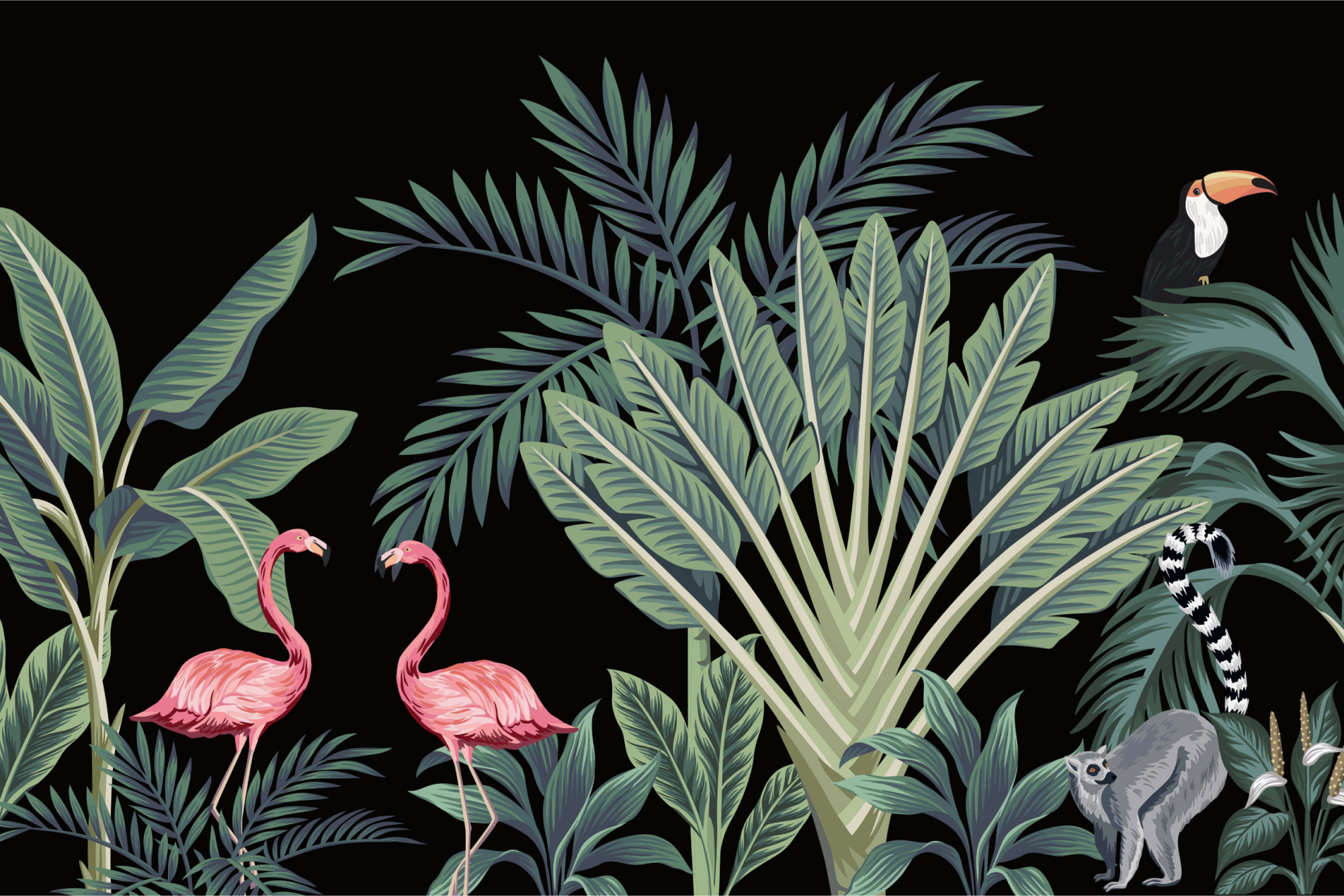 Photomural Exotic Animals Among Palms