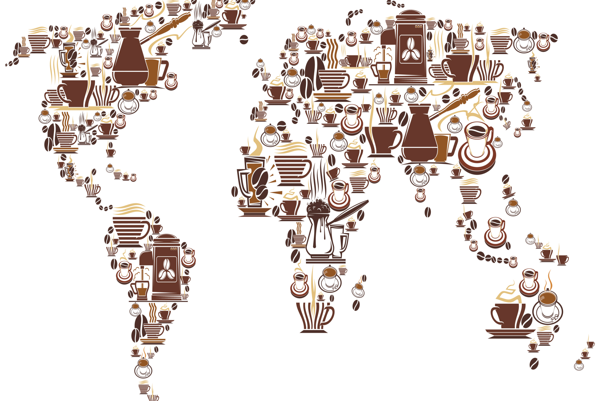 Photomural Coffee Map Of The Wrold