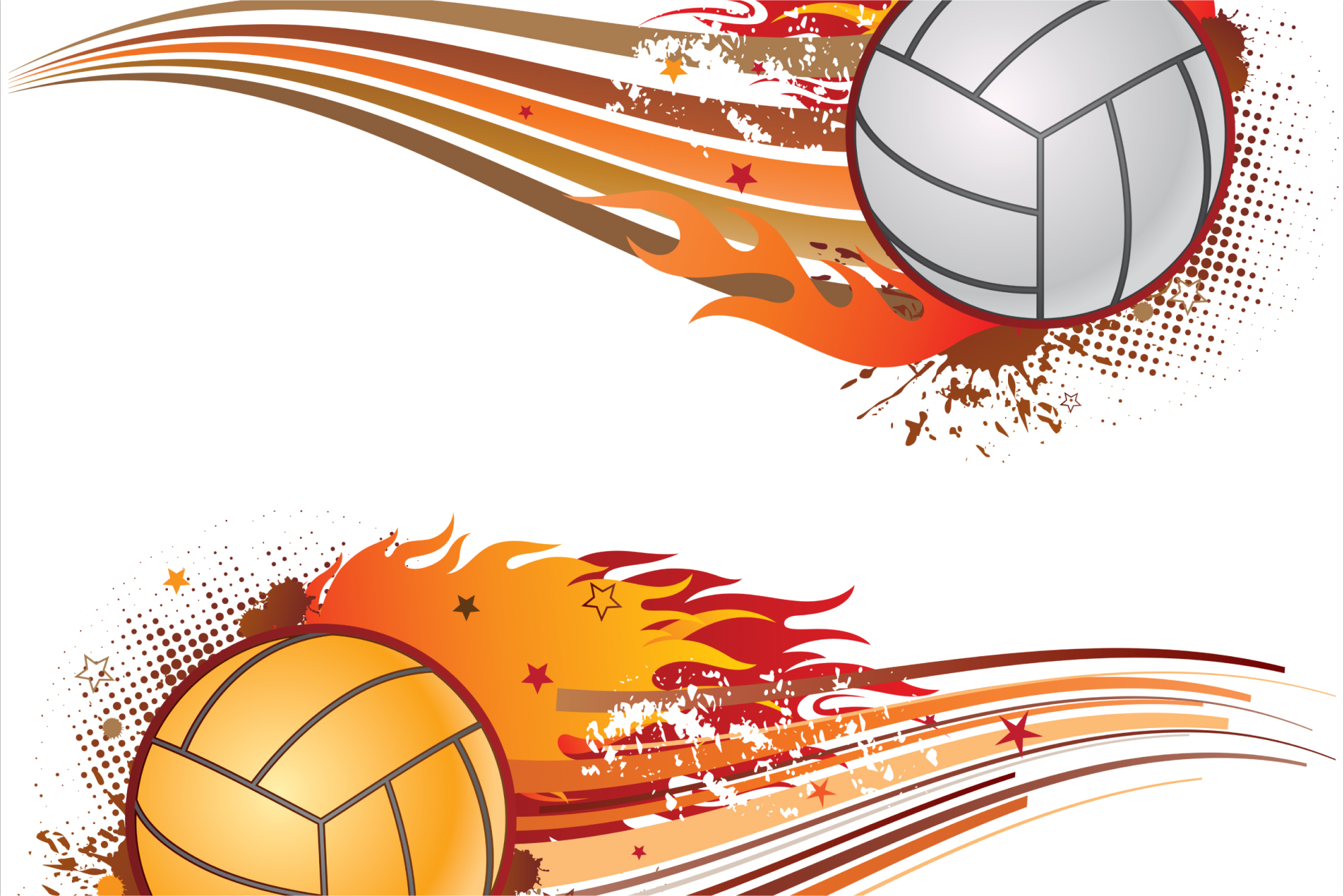 Photomural Two Flaming Volleyball Balls