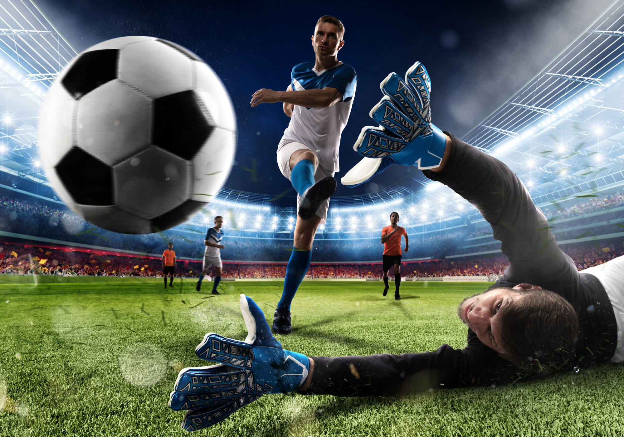 Photomural Football Player Shooting A Goal
