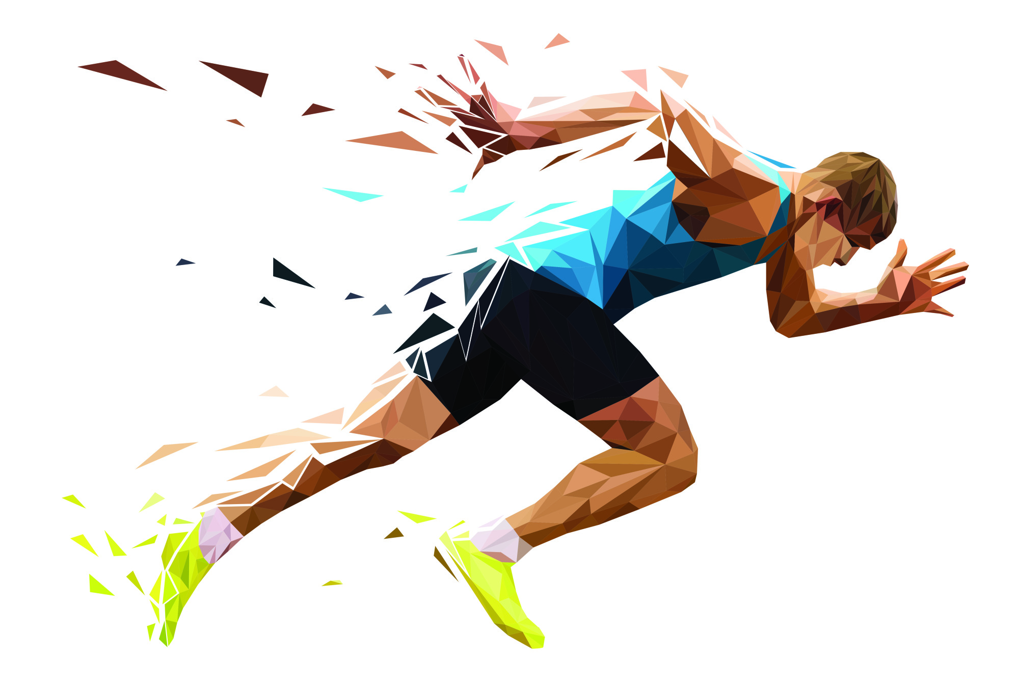 Photomural Running Man In A Geometric Pattern
