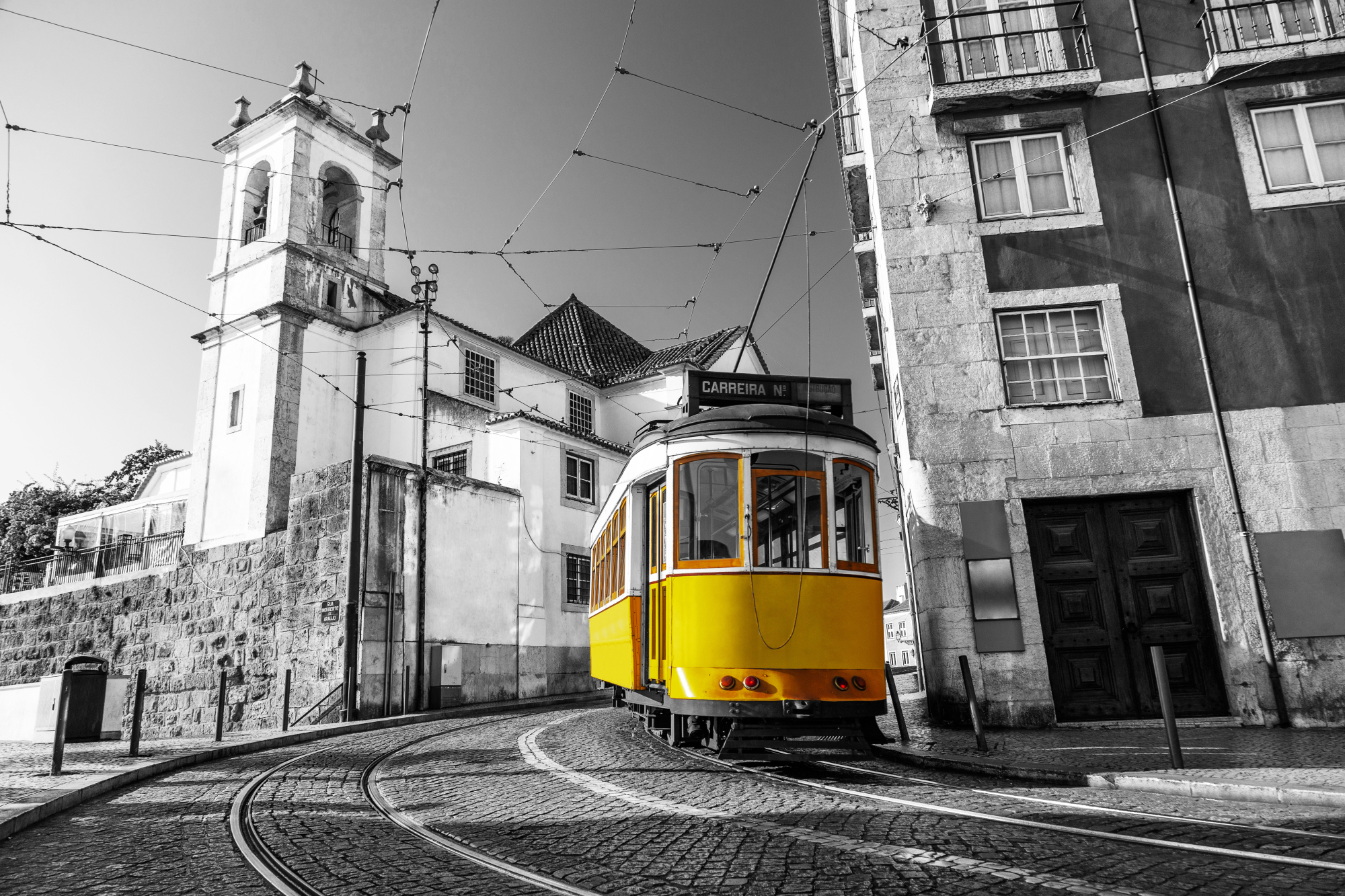 Photomural Tram In A Historic Discrict In Lisbon