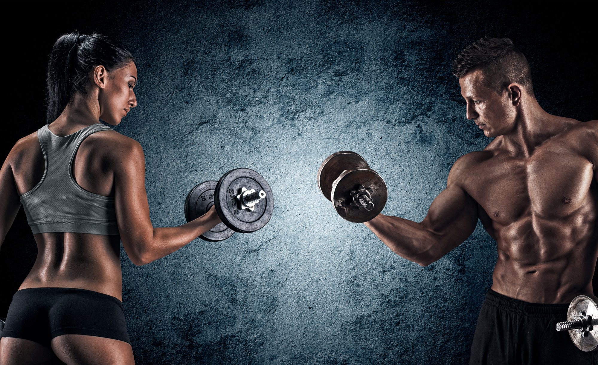 Photomural Muscular Man An Athletic Woman