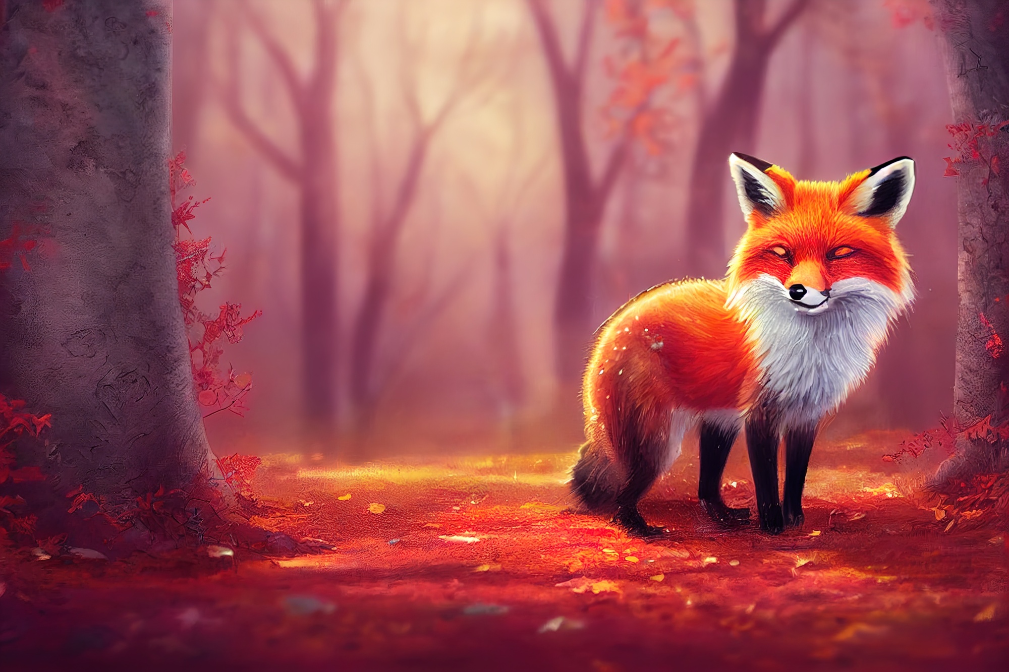 Photomural Woodland Fox In Autumn