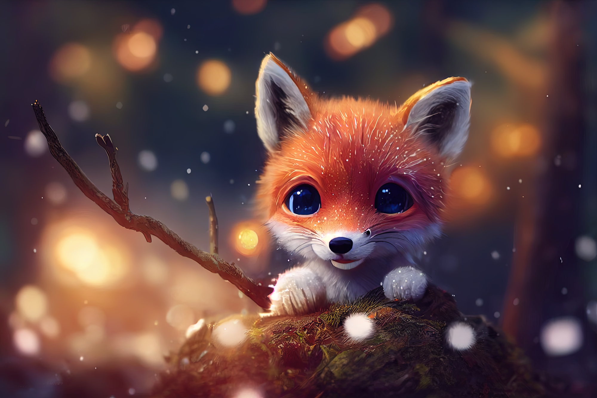 Photomural Red Fox Cub In The Snow