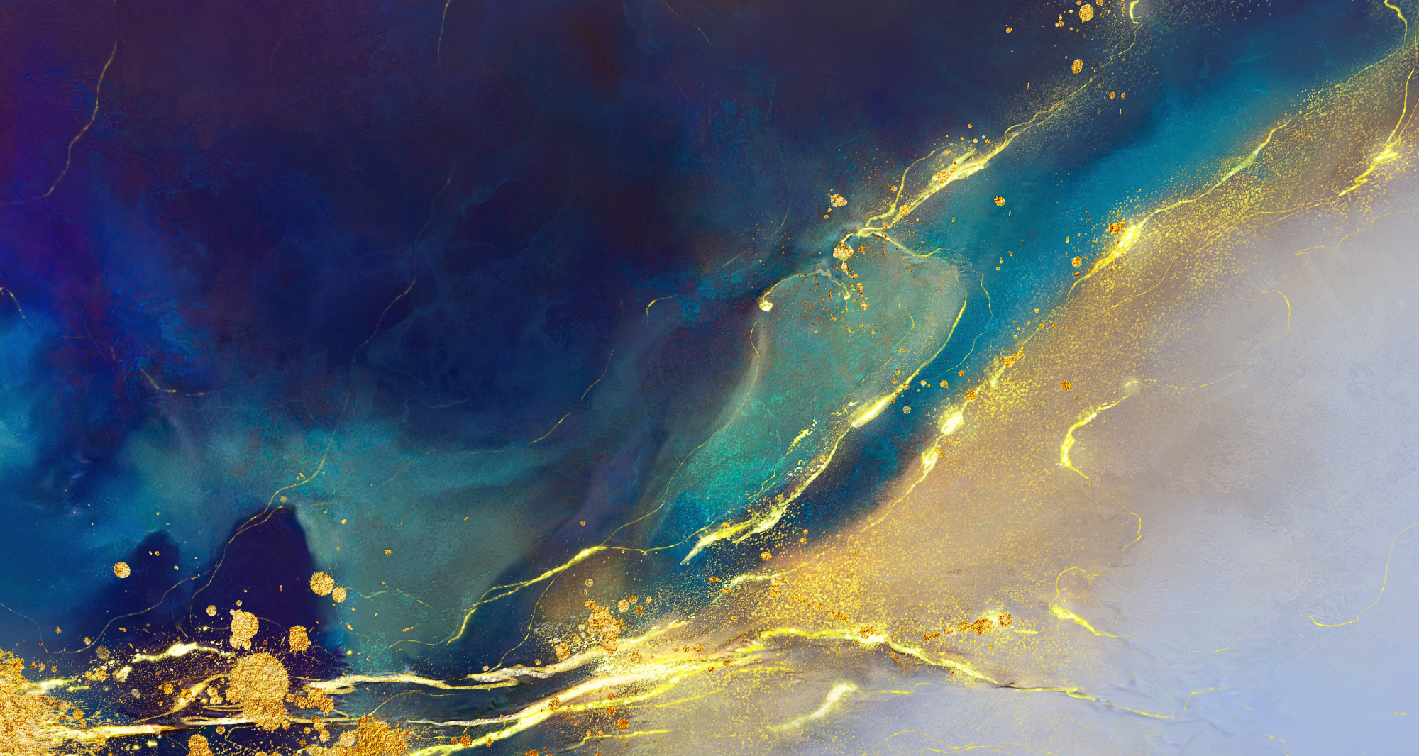 Photomural Golden Abstract Elements With Watercolor Texture