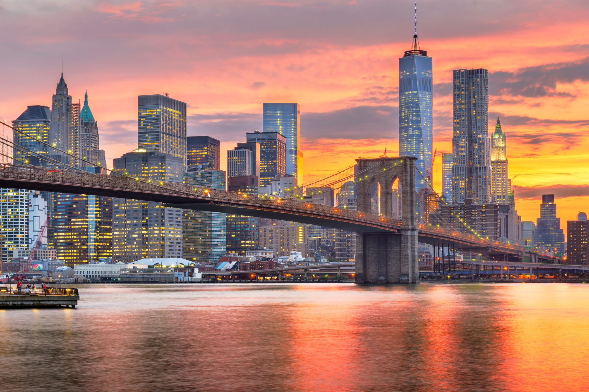Photomural Lower Manhattan Skyline And Brooklyn Bridge