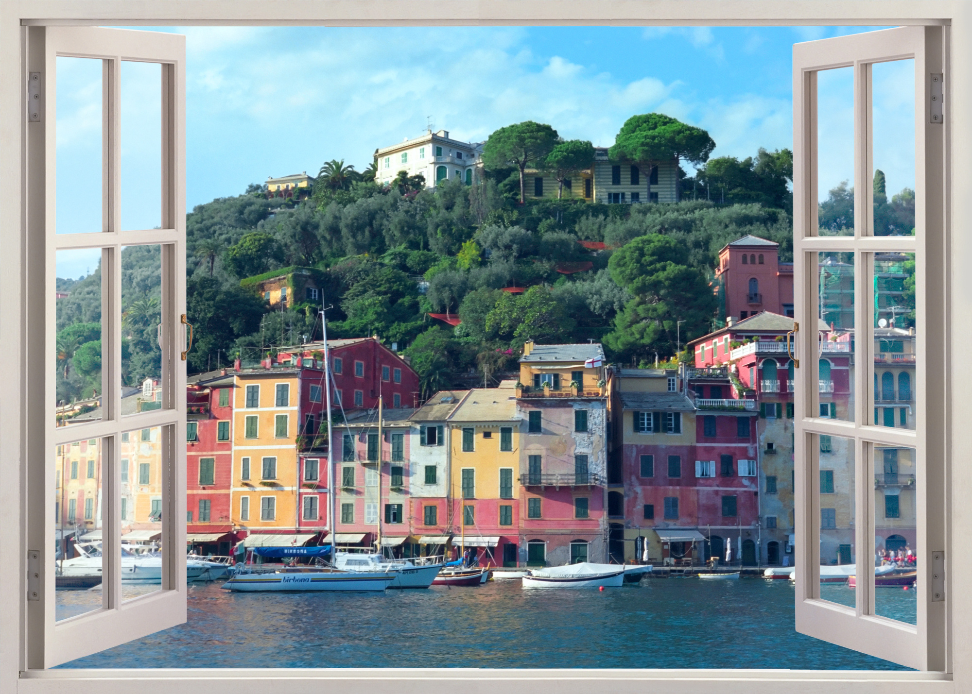 Photomural Pen Window View To Old Portofino, Italy