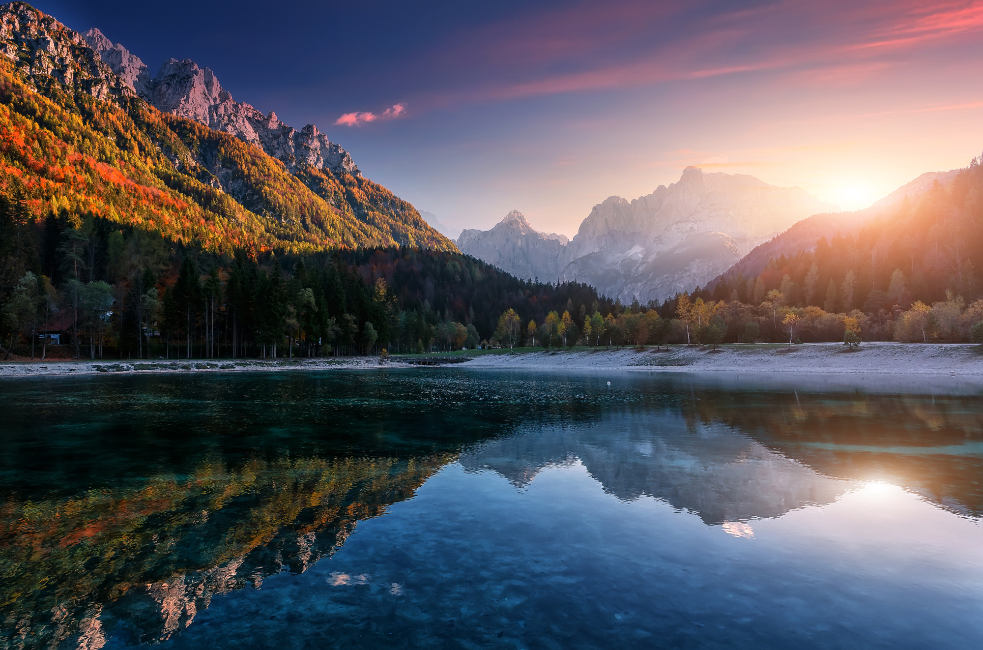 Photomural Incredible Nature Landscape, Amazing Lake Jasna With Of A Mirror Reflection
