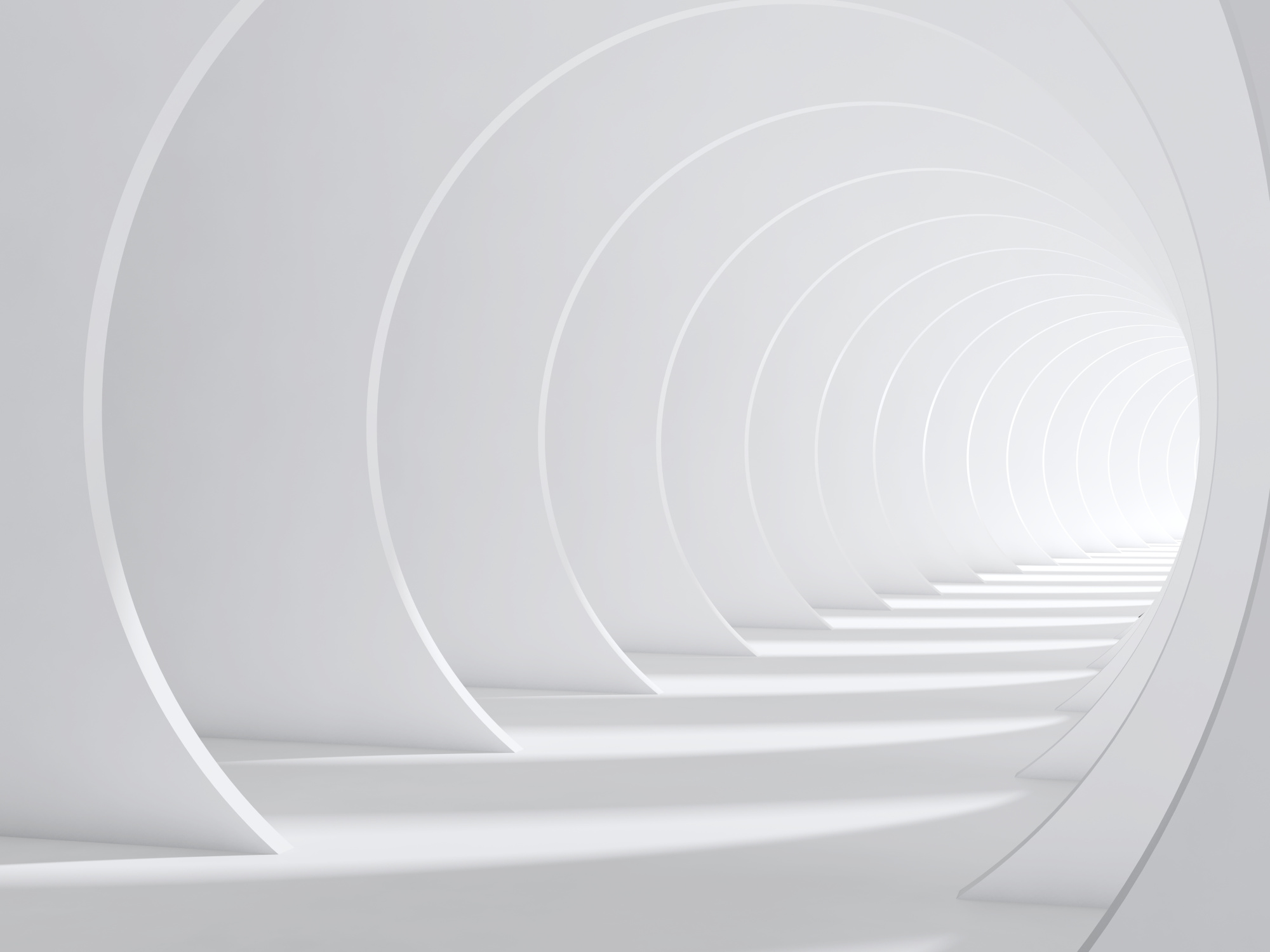 Photomural Abstract White Bent 3D Tunnel