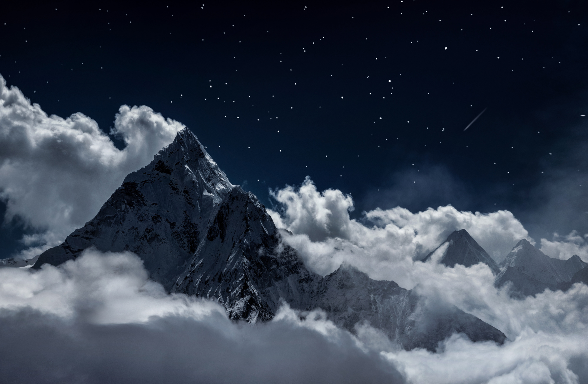 Photomural Top Of Mount In The Clouds At Night, Nepal