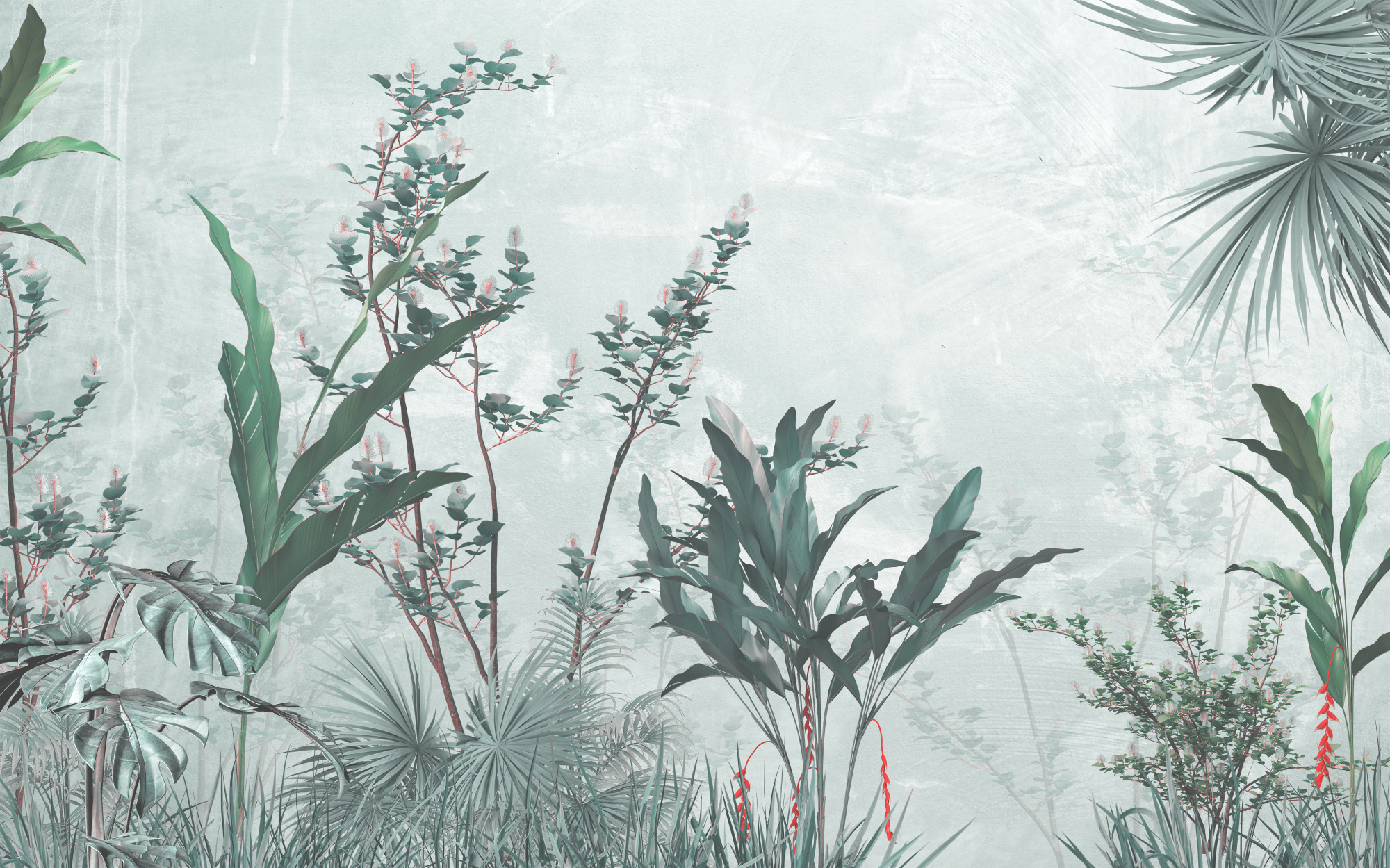 Photomural Tropical Trees And Leaves For Digital Printing Wallpaper, Custom Design Wallpaper - 3D