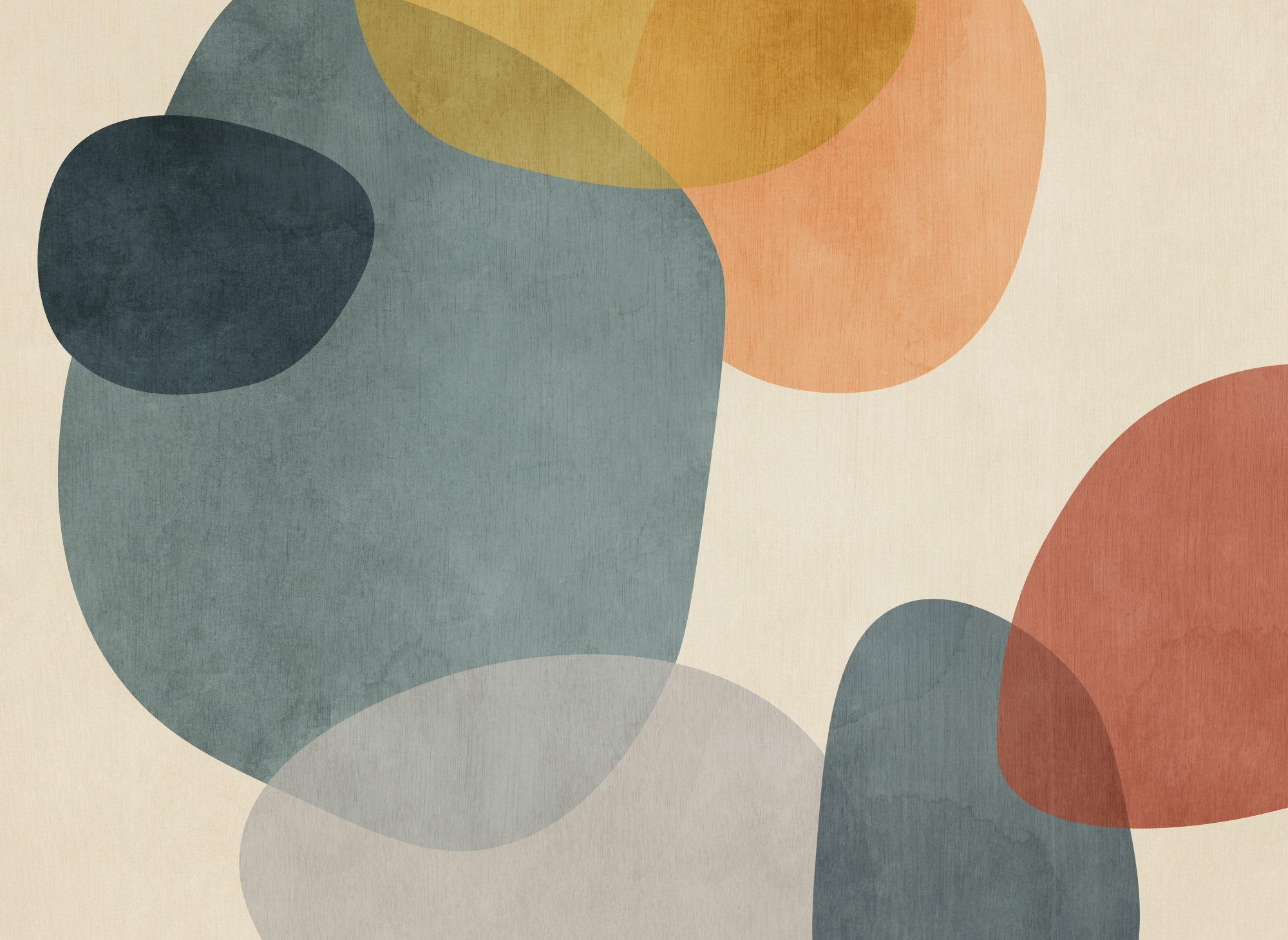 Photomural Geometric Abstraction Painted In Watercolours