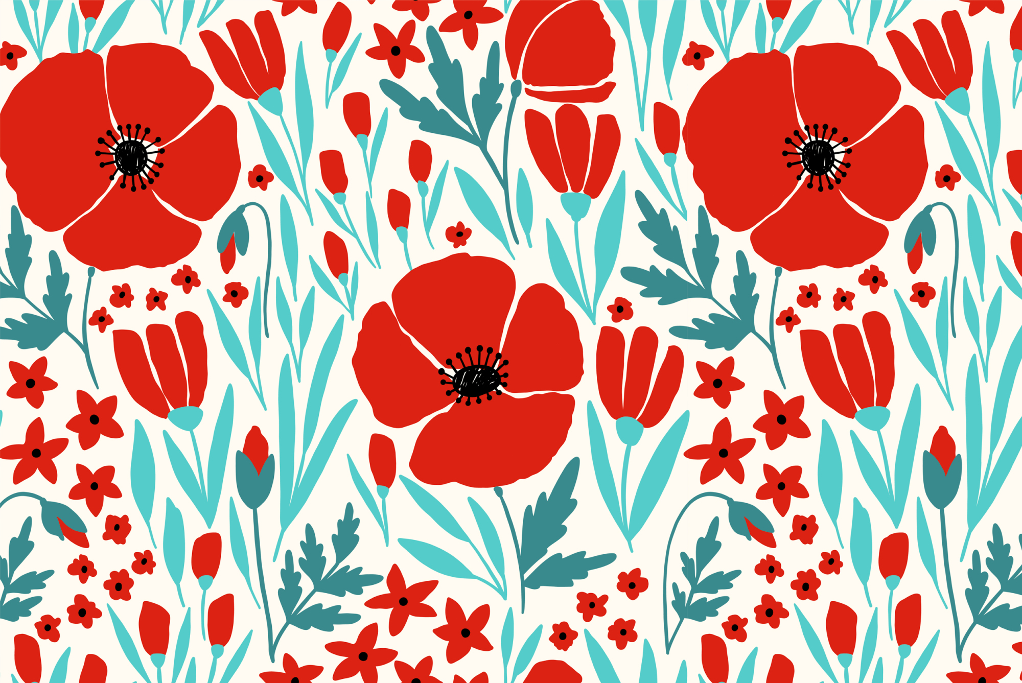 Photomural Poppies Flowers