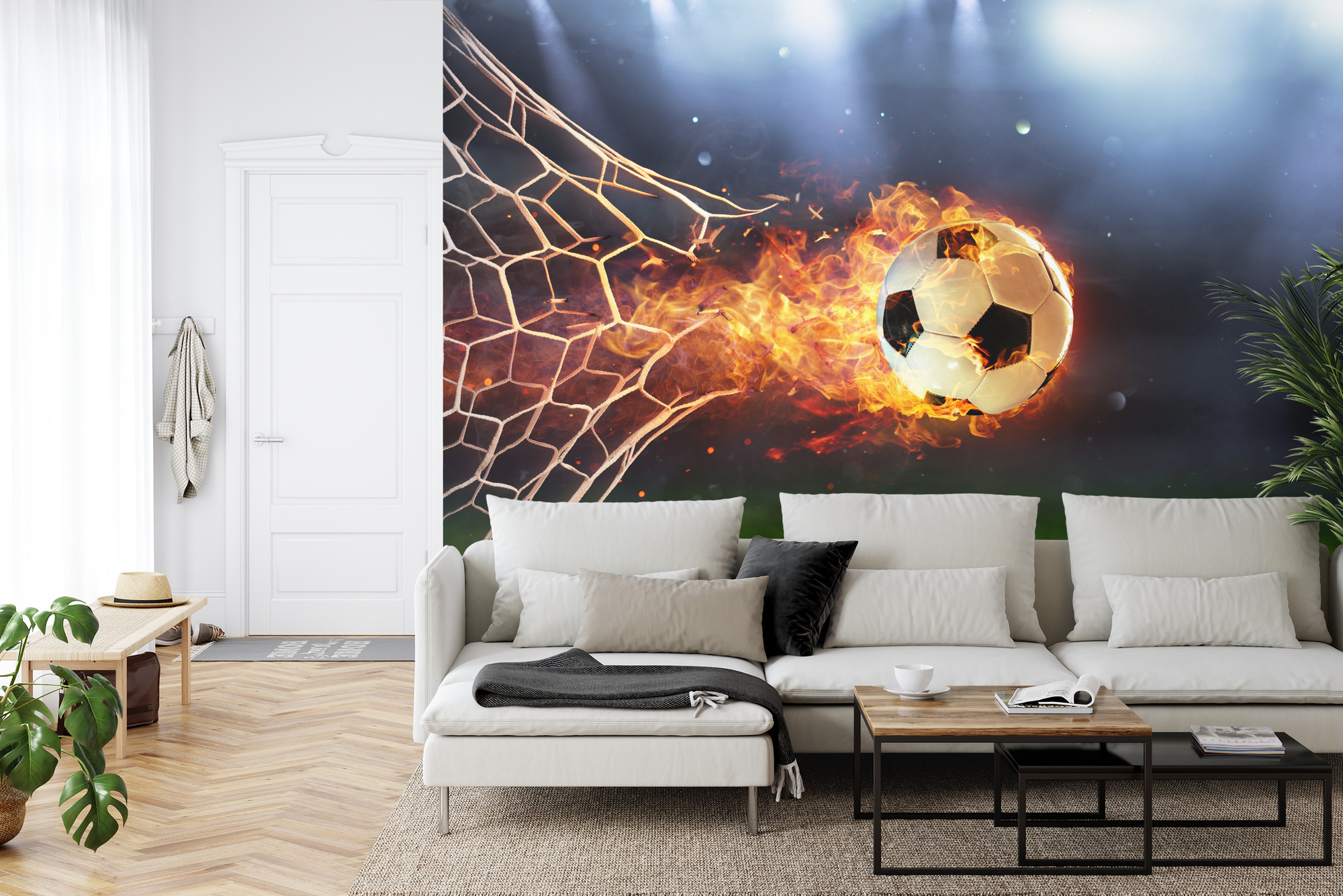 Emaga Fototapeta Piłka Nożna W Płomieniach Vinyl Strukturalny 135x90