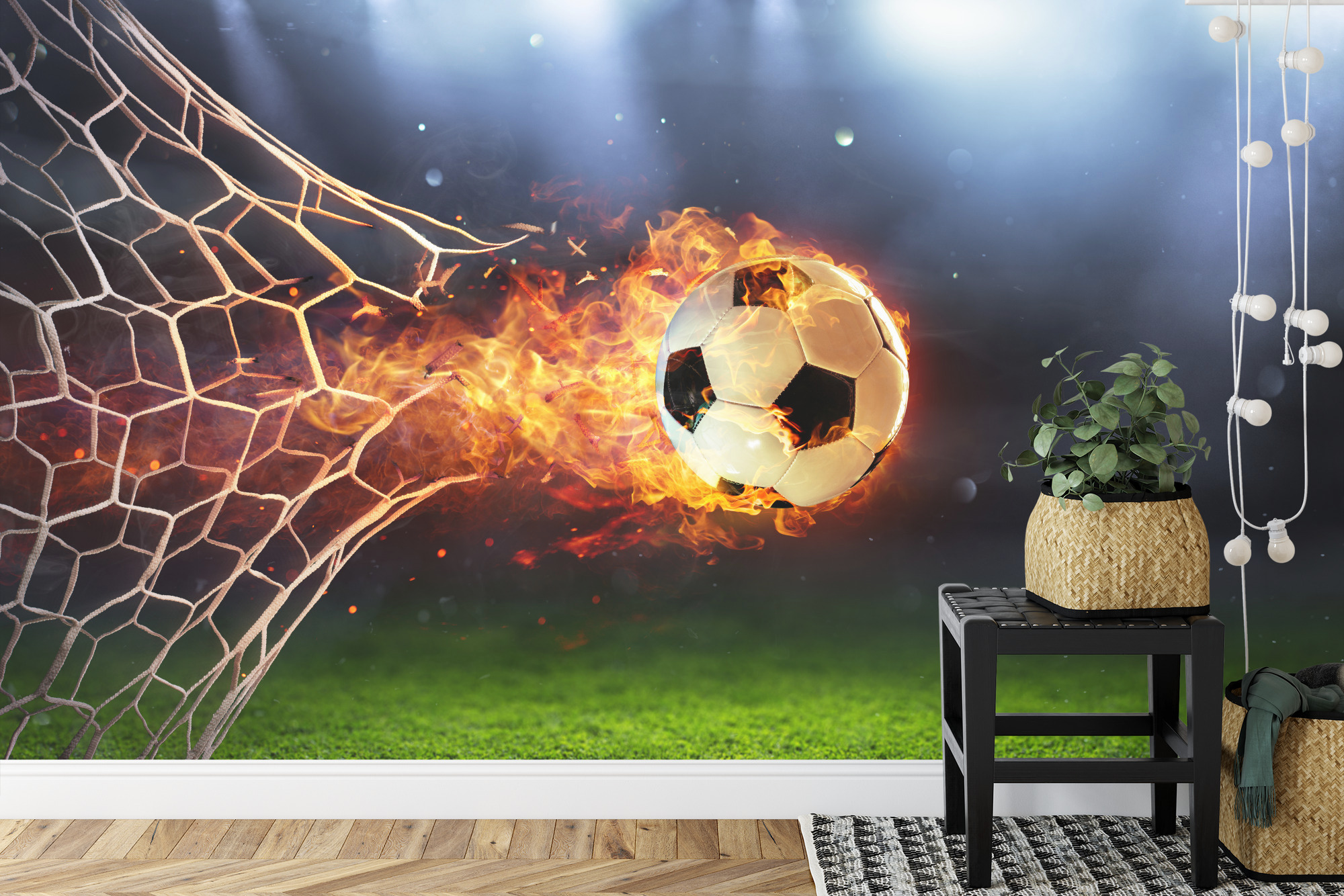 Emaga Fototapeta Piłka Nożna W Płomieniach Vinyl Strukturalny 135x90