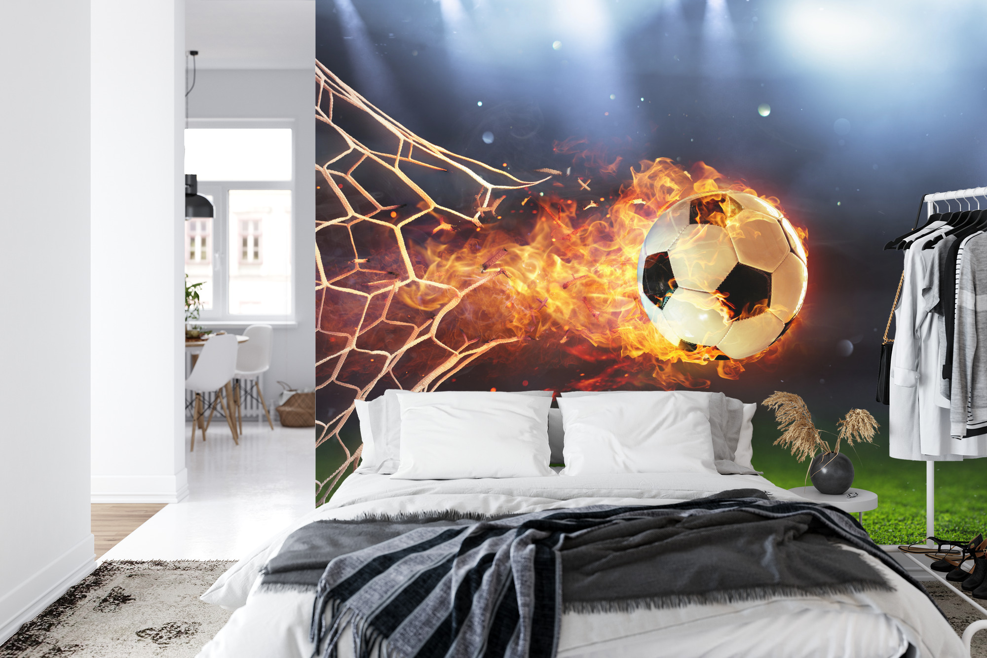 Emaga Fototapeta Piłka Nożna W Płomieniach Vinyl Strukturalny 135x90