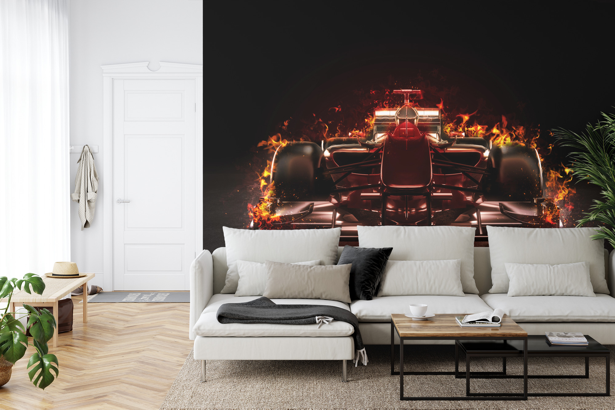 Emaga Fototapeta Płonący Bolid F1 Tapeta Samoprzylepna 104x70.5