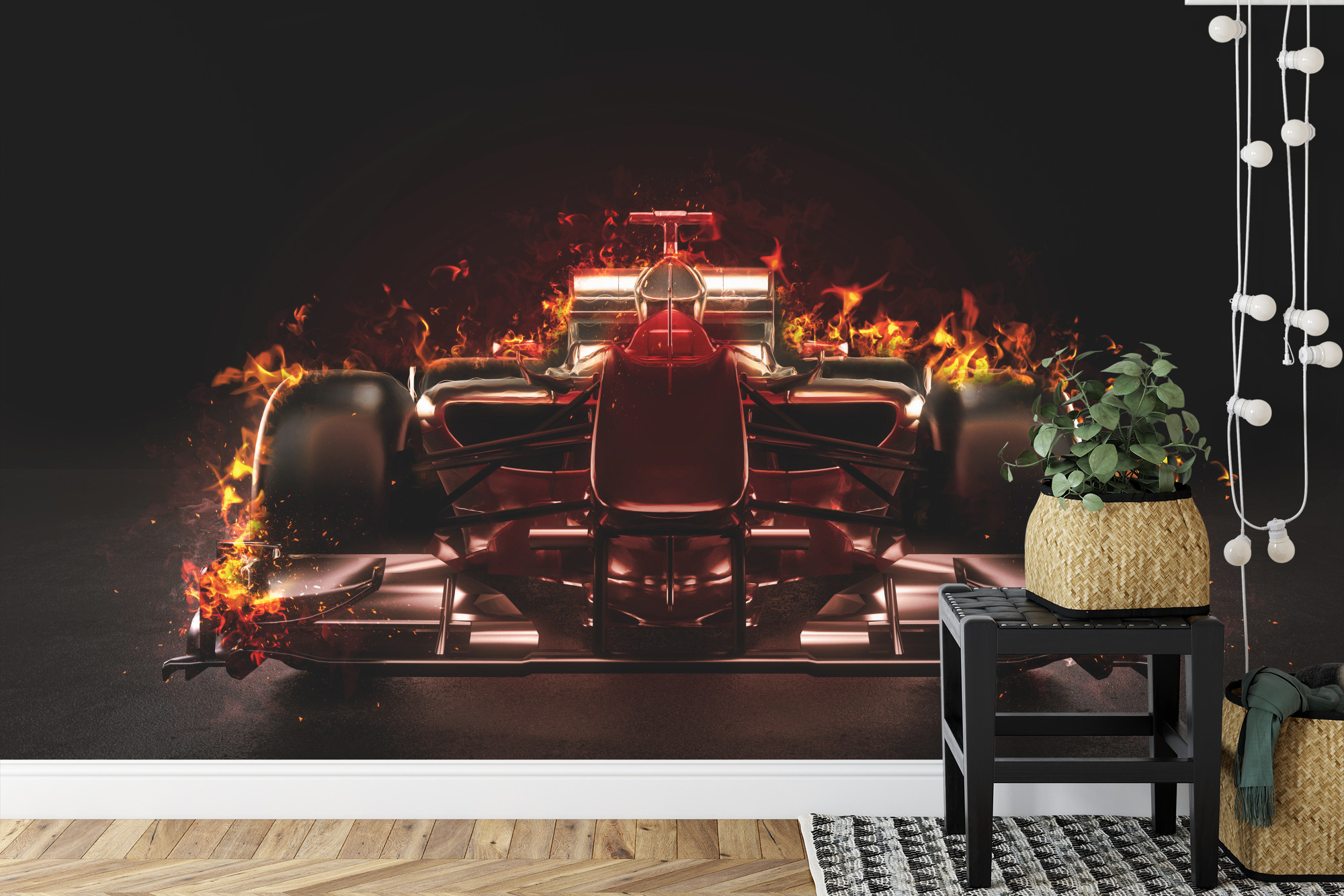 Emaga Fototapeta Płonący Bolid F1 Tapeta Samoprzylepna 104x70.5