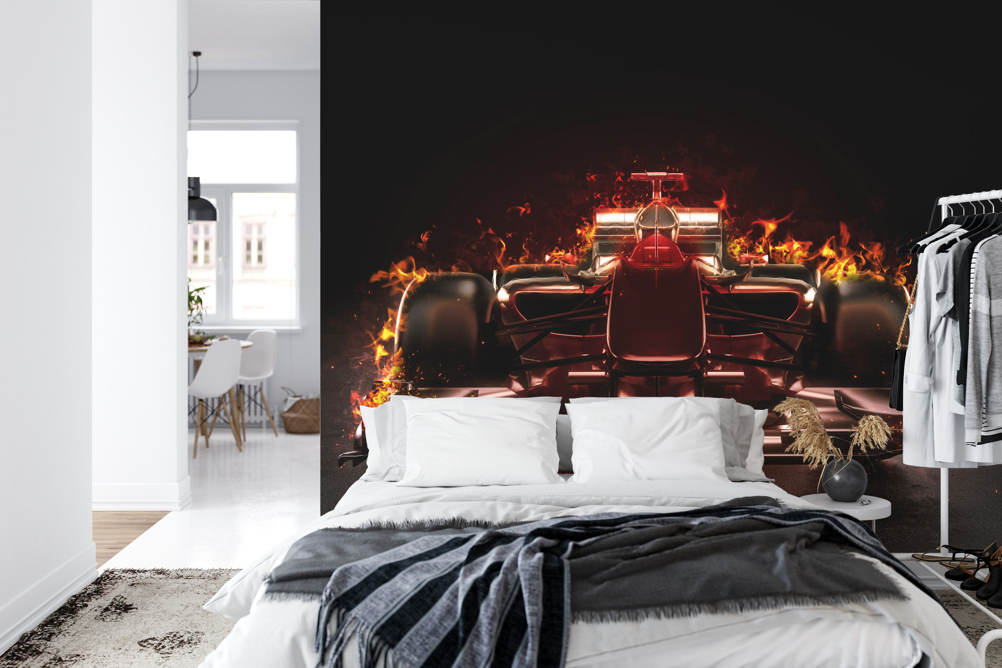 Emaga Fototapeta Płonący Bolid F1 Tapeta Samoprzylepna 104x70.5