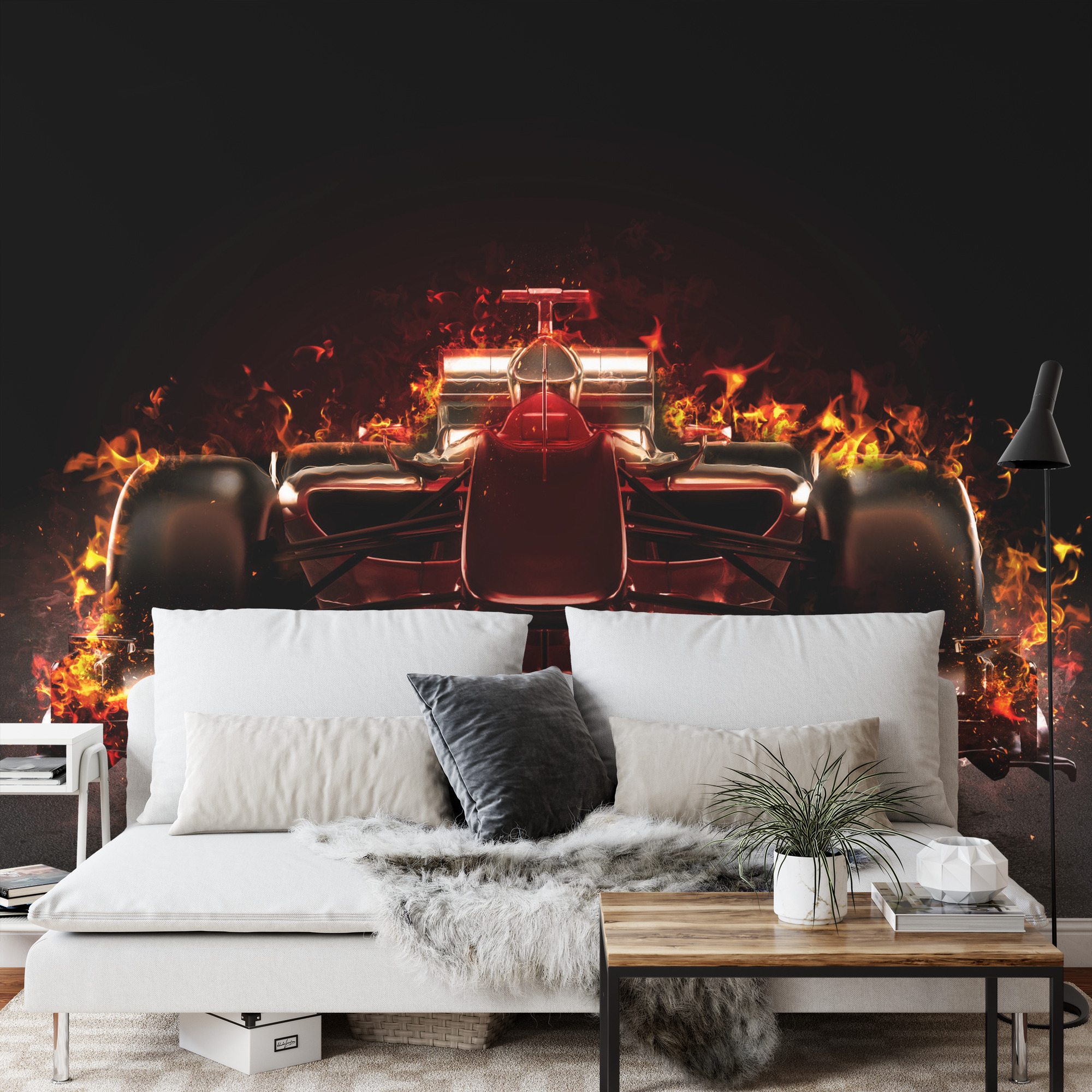 Emaga Fototapeta Płonący Bolid F1 Tapeta Samoprzylepna 104x70.5